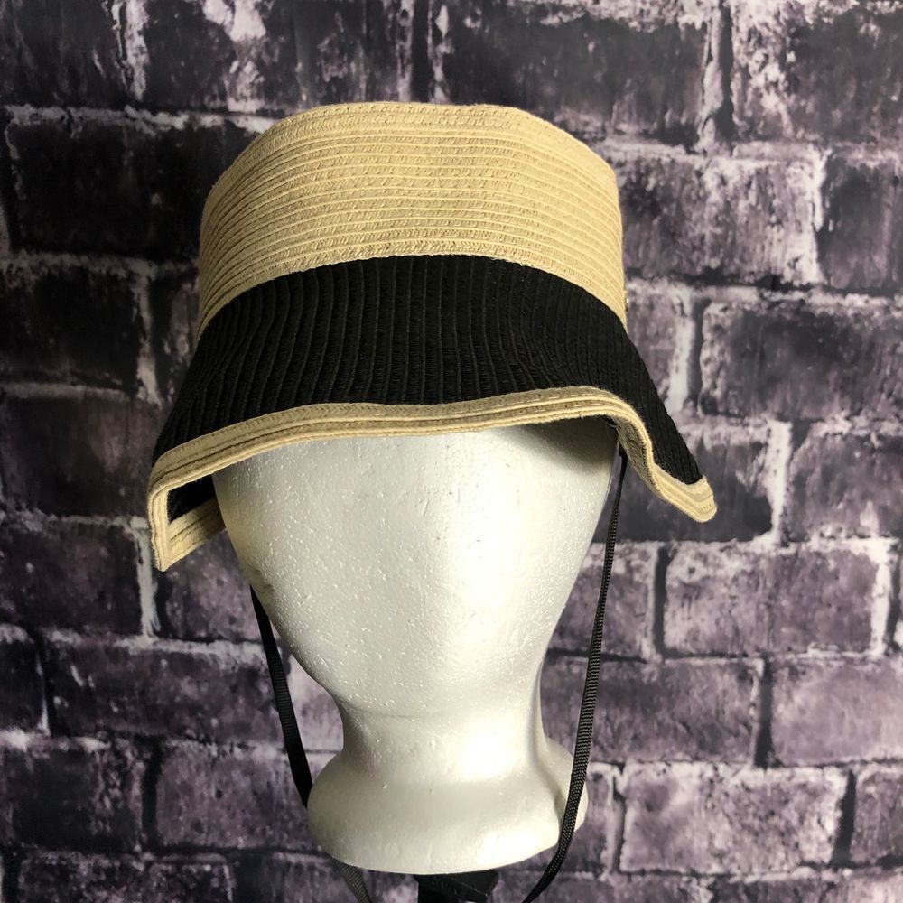 Hat Hut Straw Visor‎ With Chin Strap Summer Beach Sun Protection